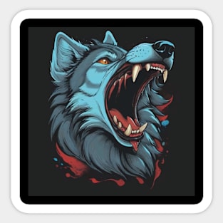 Hilarious wolf tearing Sticker